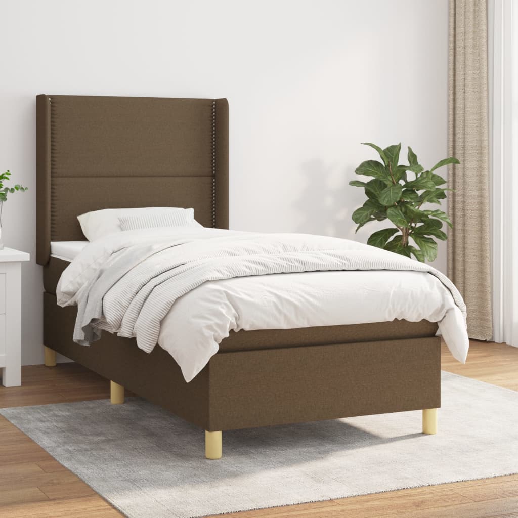 Boxspring met matras stof donkerbruin 100x200 cm is nu te koop bij PeponiXL, paradijselijk wonen!