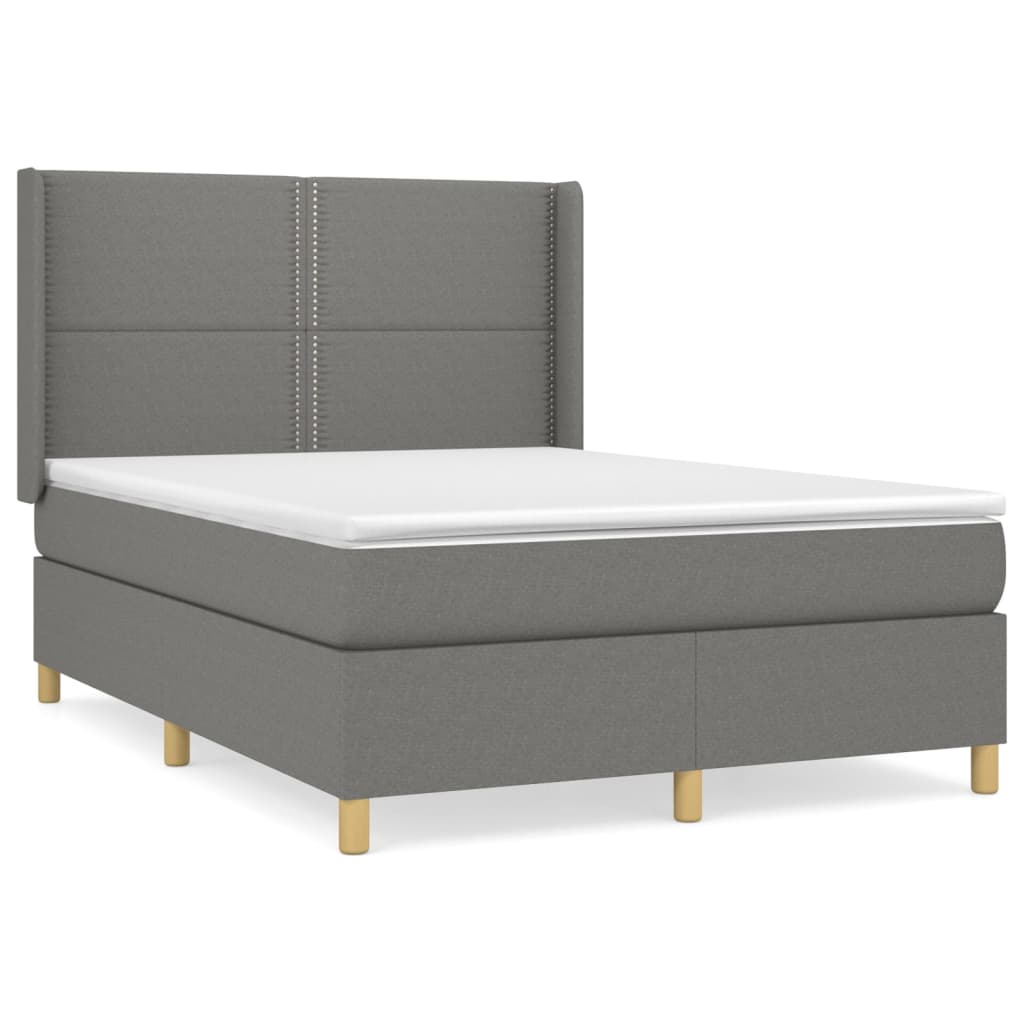 Boxspring met matras stof donkergrijs 140x190 cm is nu te koop bij PeponiXL, paradijselijk wonen!