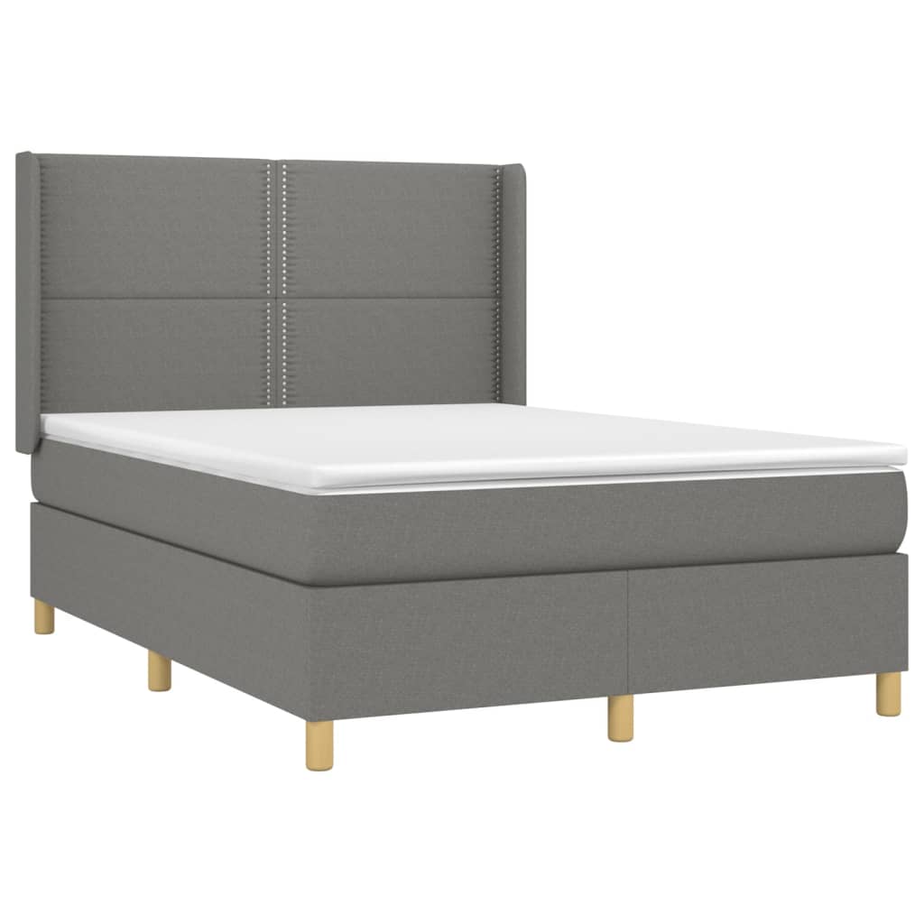 Boxspring met matras stof donkergrijs 140x200 cm is nu te koop bij PeponiXL, paradijselijk wonen!