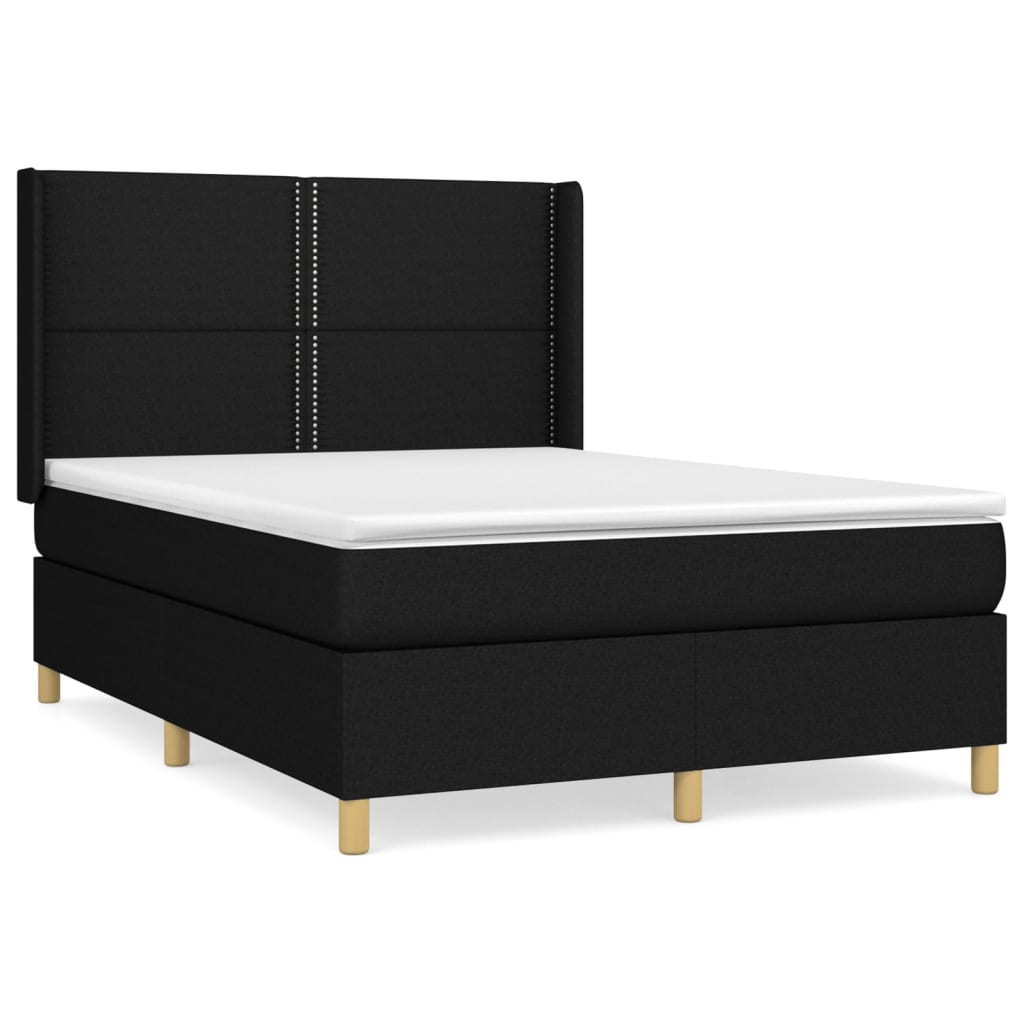 Boxspring met matras stof zwart 140x200 cm is nu te koop bij PeponiXL, paradijselijk wonen!
