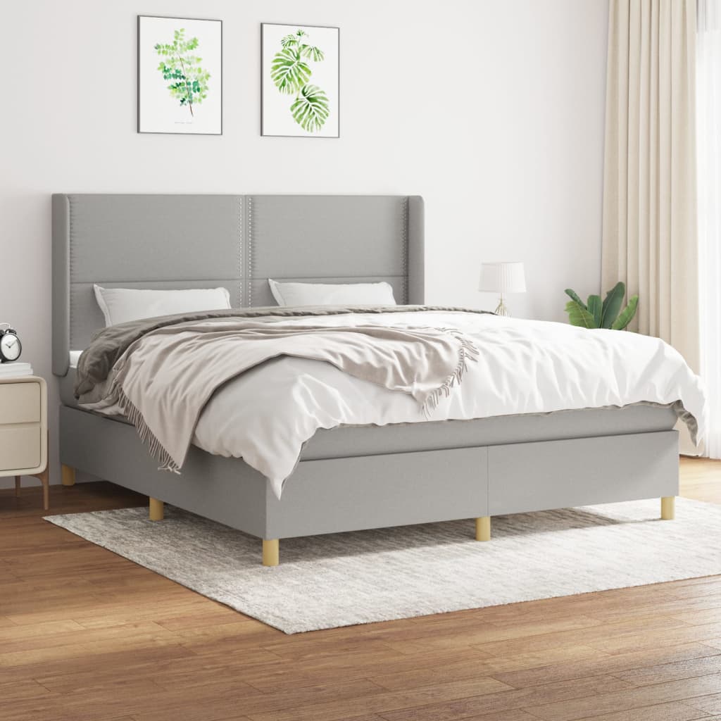 Boxspring met matras stof lichtgrijs 180x200 cm is nu te koop bij PeponiXL, paradijselijk wonen!
