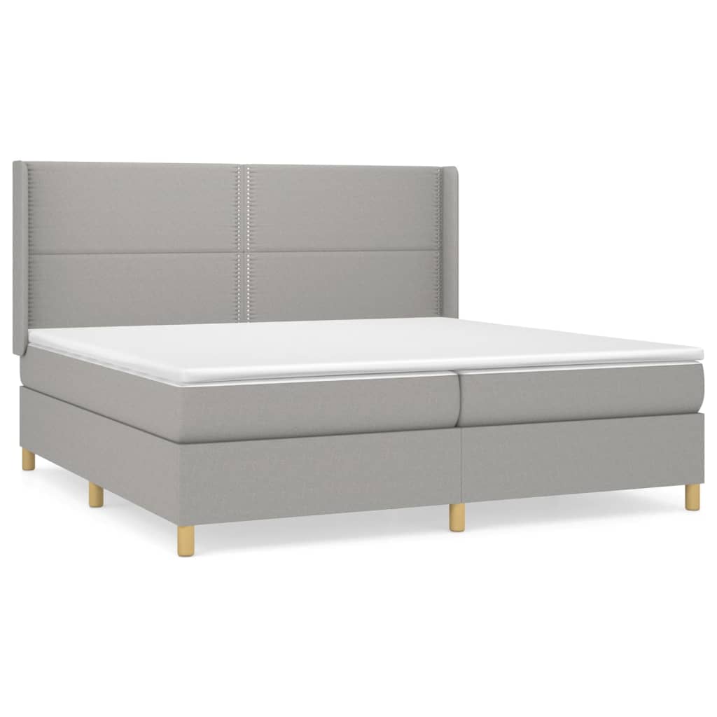 Boxspring met matras stof lichtgrijs 200x200 cm is nu te koop bij PeponiXL, paradijselijk wonen!