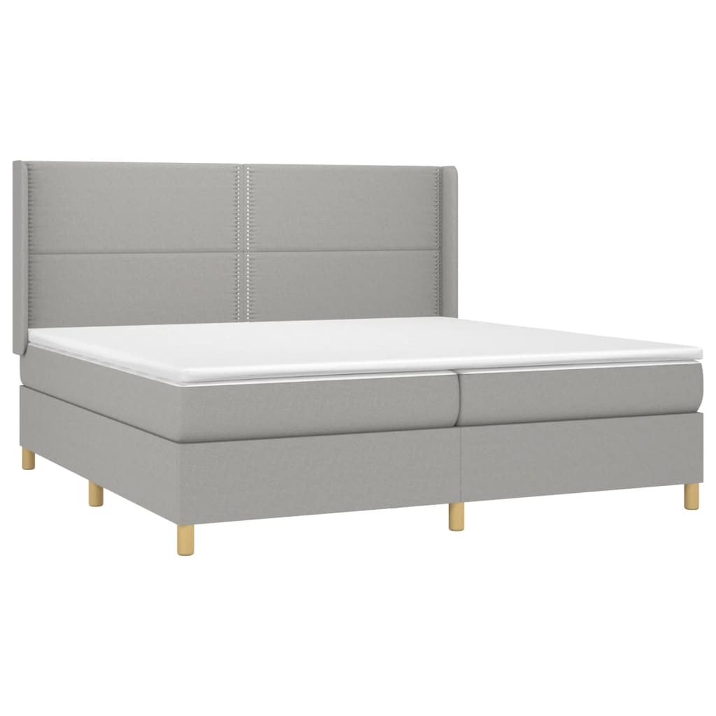 Boxspring met matras stof lichtgrijs 200x200 cm is nu te koop bij PeponiXL, paradijselijk wonen!