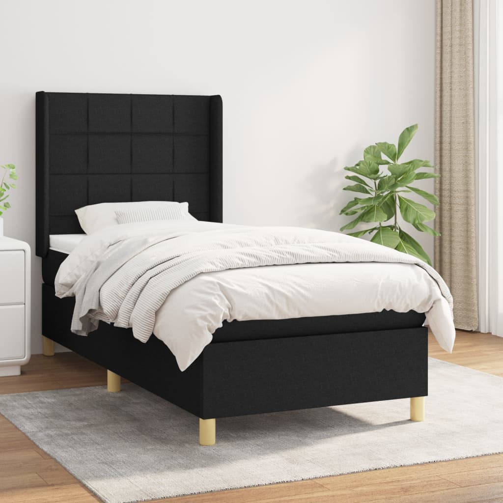 Boxspring met matras stof zwart 80x200 cm is nu te koop bij PeponiXL, paradijselijk wonen!
