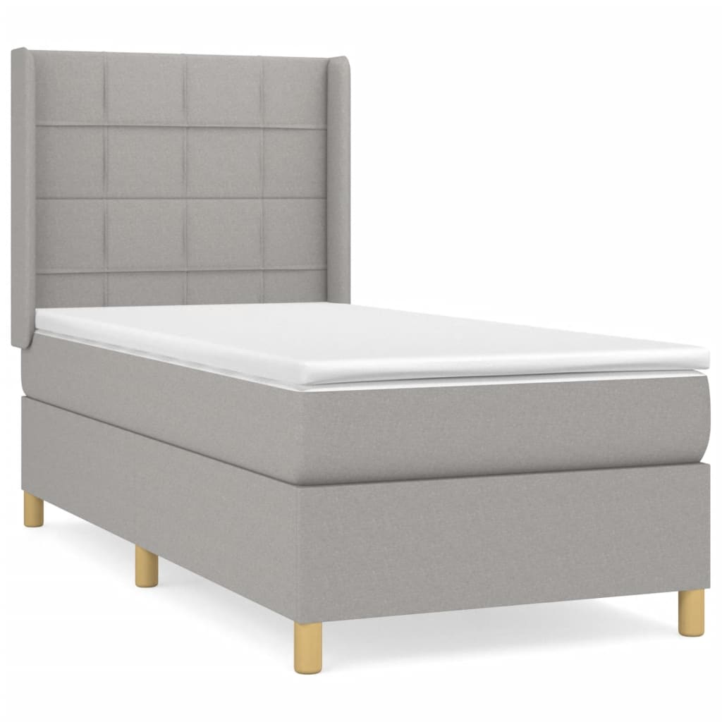 Boxspring met matras stof lichtgrijs 90x190 cm is nu te koop bij PeponiXL, paradijselijk wonen!