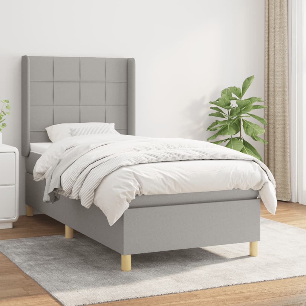 Boxspring met matras stof lichtgrijs 90x190 cm is nu te koop bij PeponiXL, paradijselijk wonen!