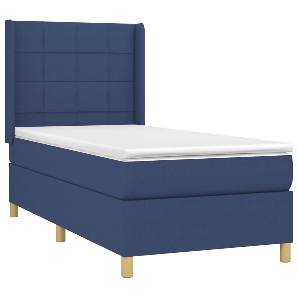 Boxspring met matras stof blauw 90x200 cm is nu te koop bij PeponiXL, paradijselijk wonen!