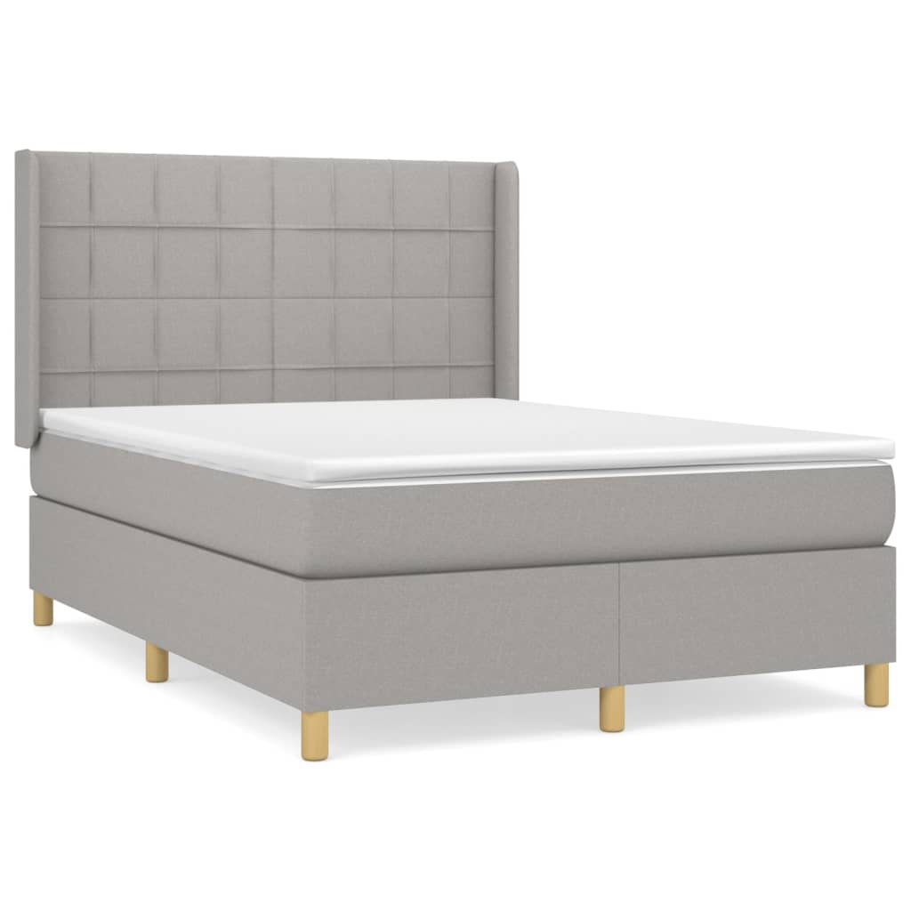 Boxspring met matras stof lichtgrijs 140x190 cm is nu te koop bij PeponiXL, paradijselijk wonen!
