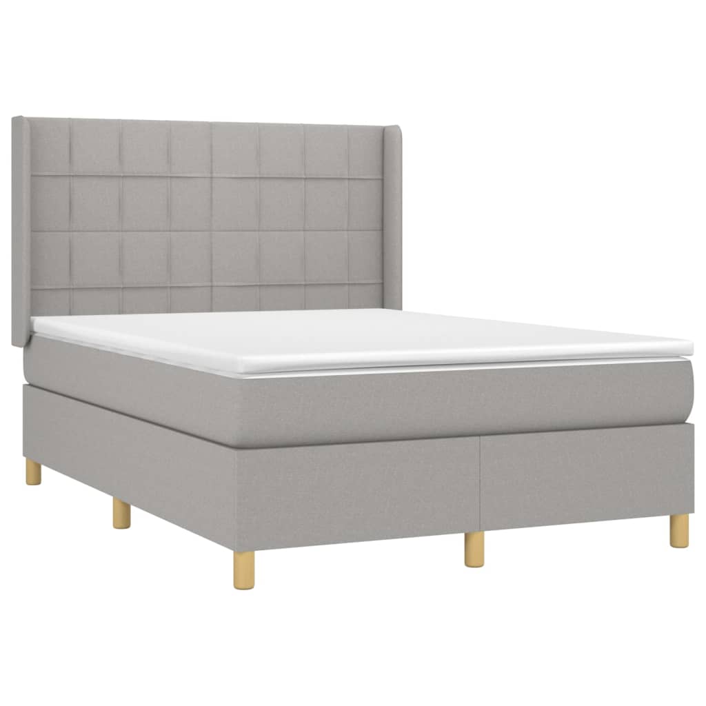 Boxspring met matras stof lichtgrijs 140x190 cm is nu te koop bij PeponiXL, paradijselijk wonen!