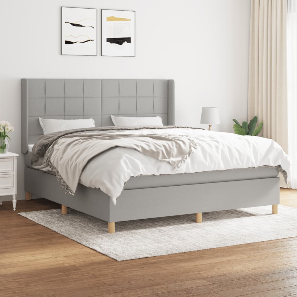 Boxspring met matras stof lichtgrijs 160x200 cm is nu te koop bij PeponiXL, paradijselijk wonen!