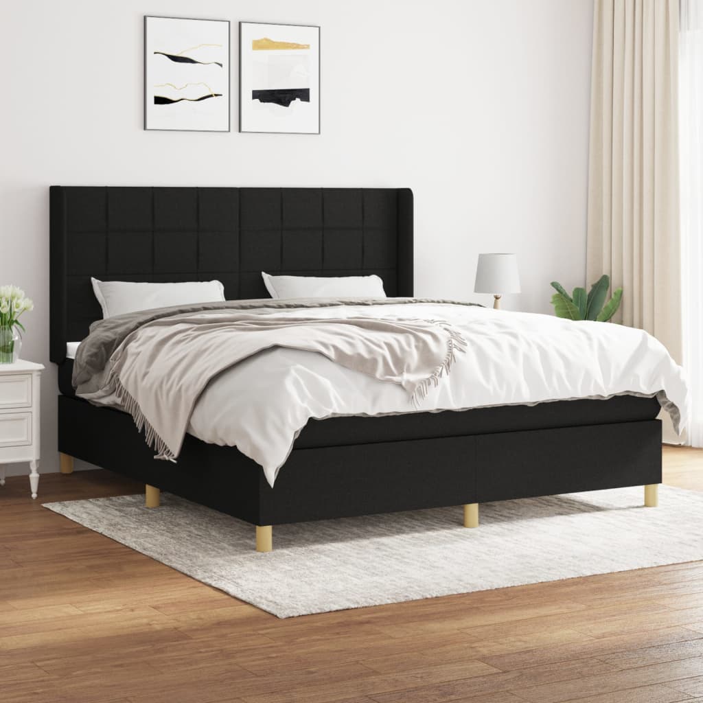 Boxspring met matras stof zwart 160x200 cm is nu te koop bij PeponiXL, paradijselijk wonen!
