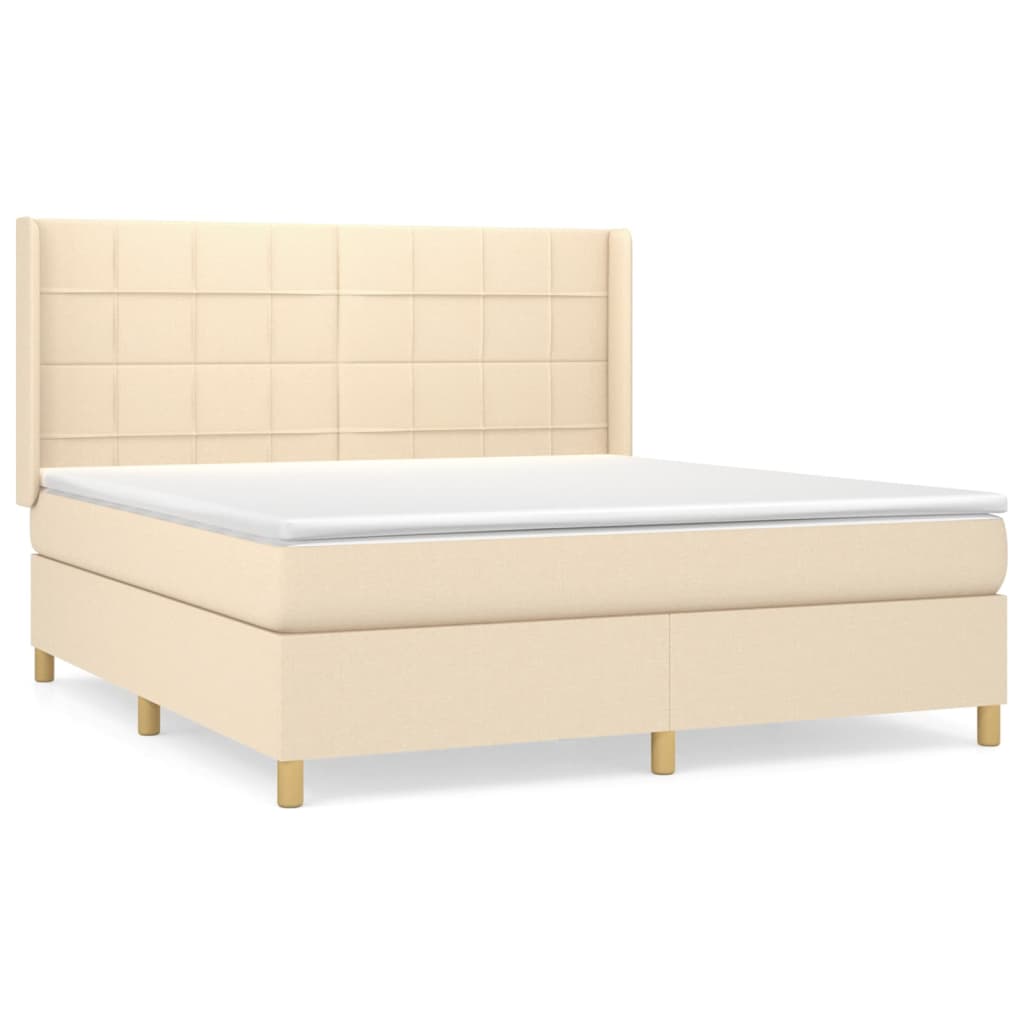 Boxspring met matras stof crèmekleurig 160x200 cm is nu te koop bij PeponiXL, paradijselijk wonen!