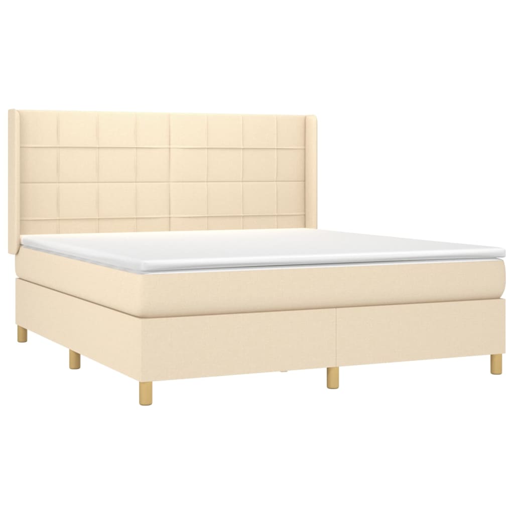 Boxspring met matras stof crèmekleurig 160x200 cm is nu te koop bij PeponiXL, paradijselijk wonen!