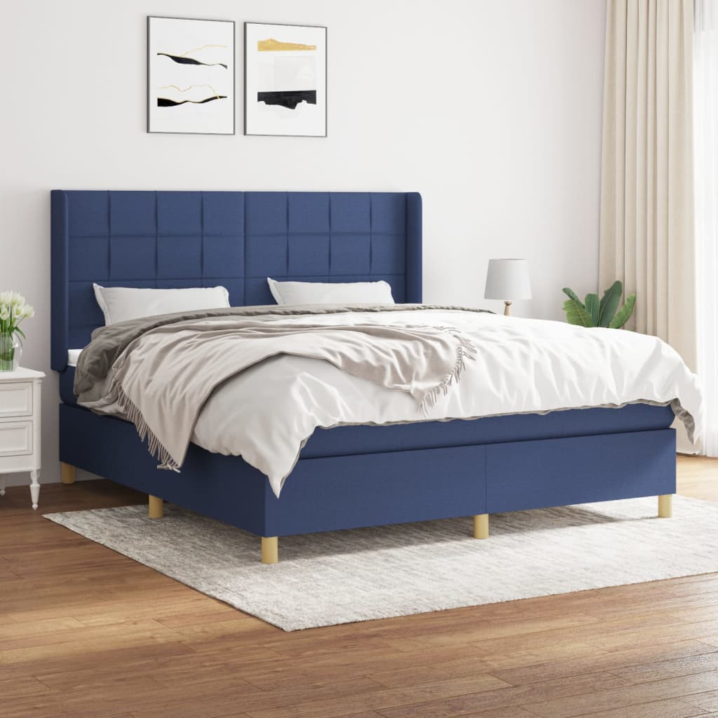 Boxspring met matras stof blauw 160x200 cm is nu te koop bij PeponiXL, paradijselijk wonen!