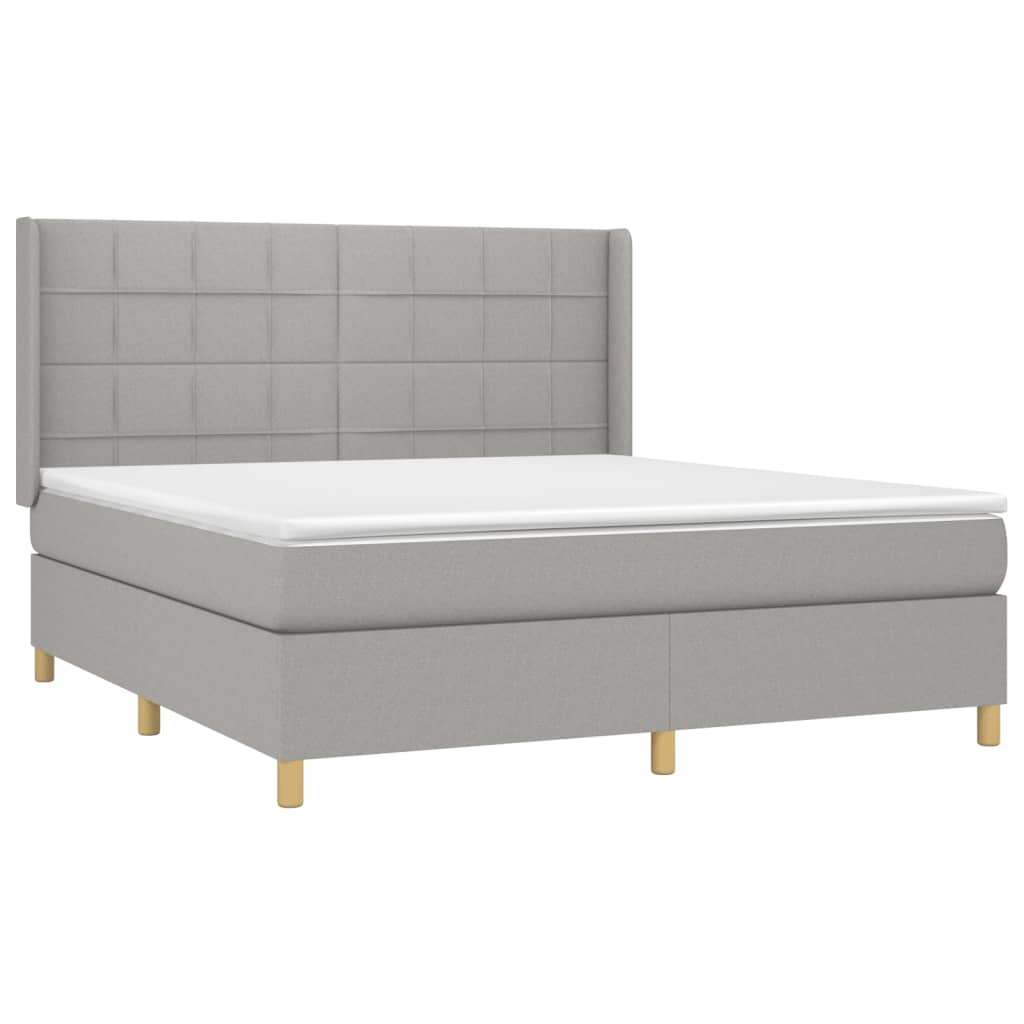 Boxspring met matras stof lichtgrijs 180x200 cm is nu te koop bij PeponiXL, paradijselijk wonen!