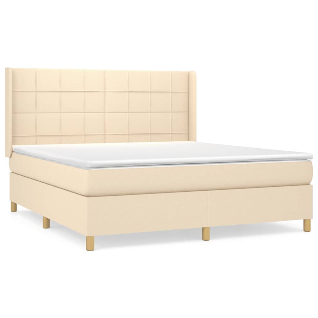 Boxspring met matras stof crèmekleurig 180x200 cm is nu te koop bij PeponiXL, paradijselijk wonen!
