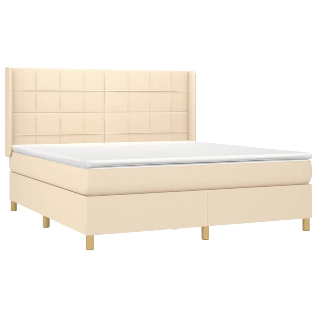 Boxspring met matras stof crèmekleurig 180x200 cm is nu te koop bij PeponiXL, paradijselijk wonen!