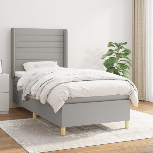 Boxspring met matras stof lichtgrijs 90x200 cm is nu te koop bij PeponiXL, paradijselijk wonen!