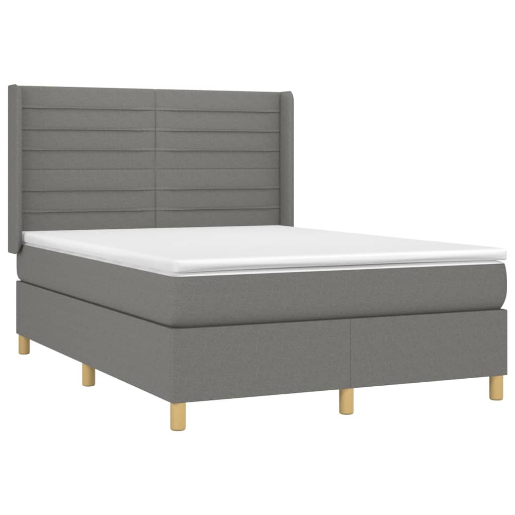 Boxspring met matras stof donkergrijs 140x190 cm is nu te koop bij PeponiXL, paradijselijk wonen!