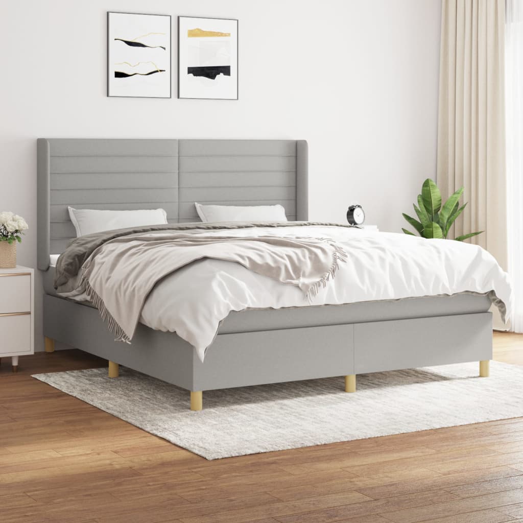 Boxspring met matras stof lichtgrijs 160x200 cm is nu te koop bij PeponiXL, paradijselijk wonen!