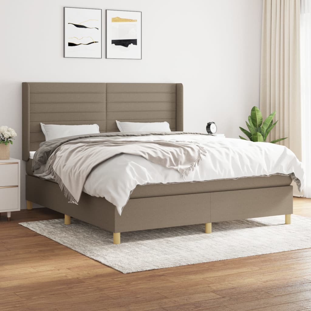 Boxspring met matras stof taupe 180x200 cm is nu te koop bij PeponiXL, paradijselijk wonen!