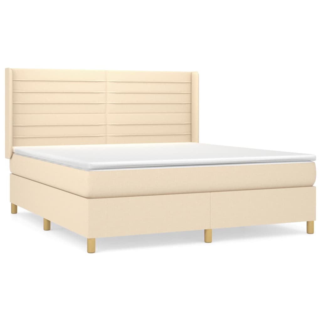 Boxspring met matras stof crèmekleurig 180x200 cm is nu te koop bij PeponiXL, paradijselijk wonen!