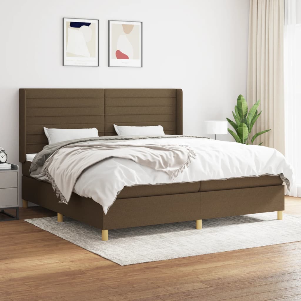 Boxspring met matras stof donkerbruin 200x200 cm is nu te koop bij PeponiXL, paradijselijk wonen!