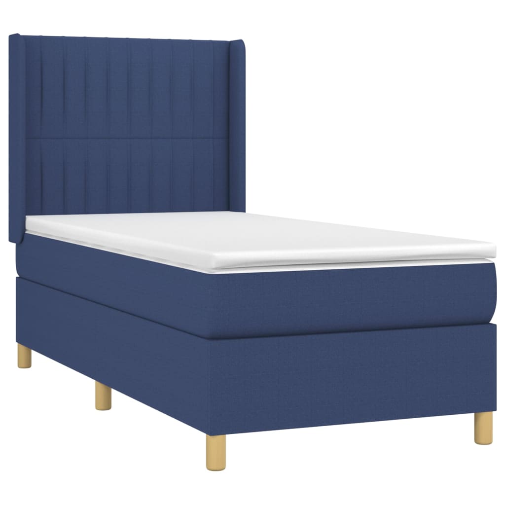 Boxspring met matras stof blauw 90x190 cm is nu te koop bij PeponiXL, paradijselijk wonen!