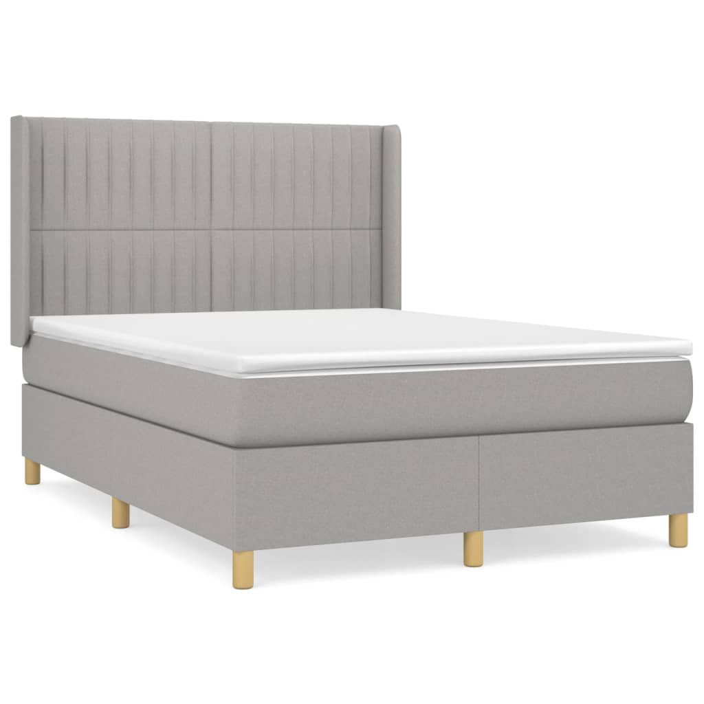 Boxspring met matras stof lichtgrijs 140x190 cm is nu te koop bij PeponiXL, paradijselijk wonen!