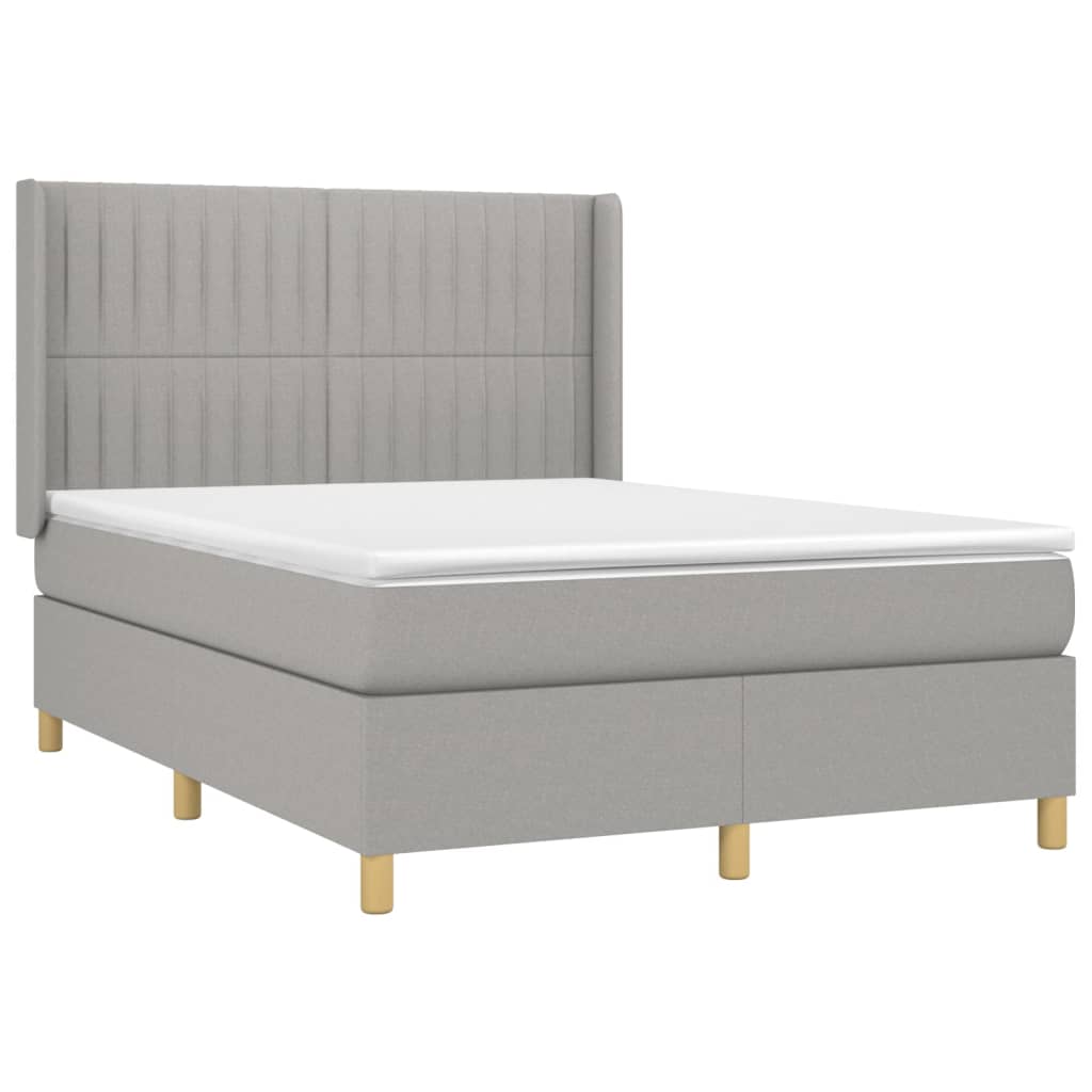 Boxspring met matras stof lichtgrijs 140x200 cm is nu te koop bij PeponiXL, paradijselijk wonen!