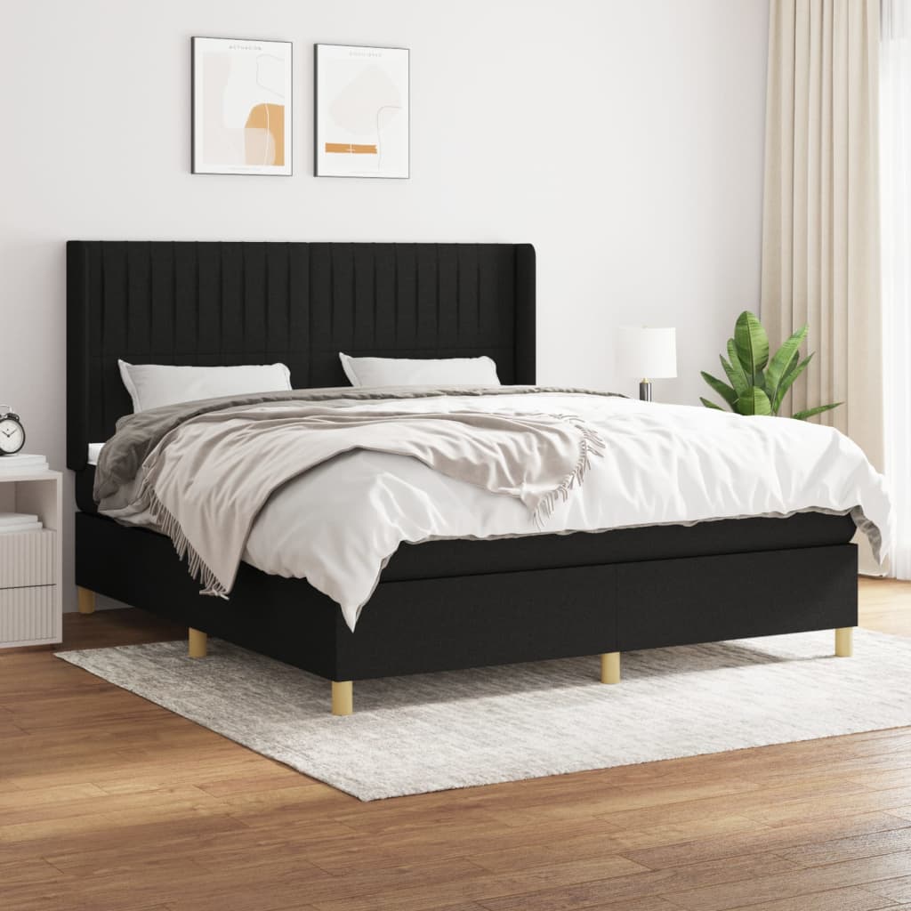Boxspring met matras stof zwart 160x200 cm is nu te koop bij PeponiXL, paradijselijk wonen!
