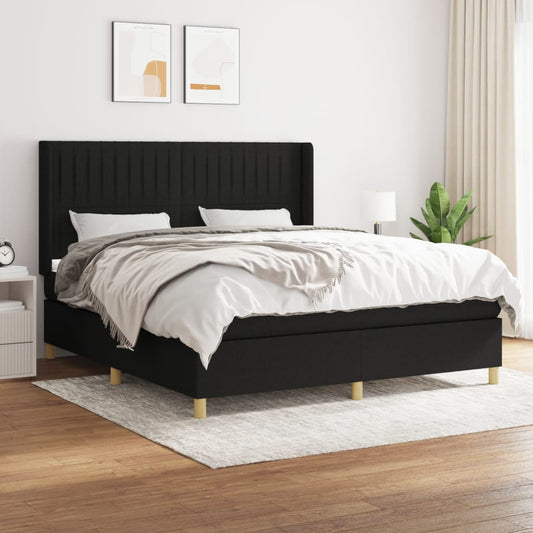 Boxspring met matras stof zwart 160x200 cm is nu te koop bij PeponiXL, paradijselijk wonen!