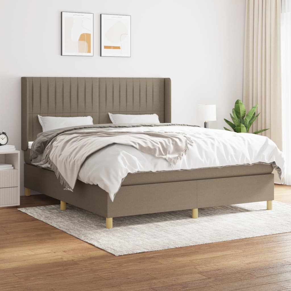 Boxspring met matras stof taupe 180x200 cm is nu te koop bij PeponiXL, paradijselijk wonen!