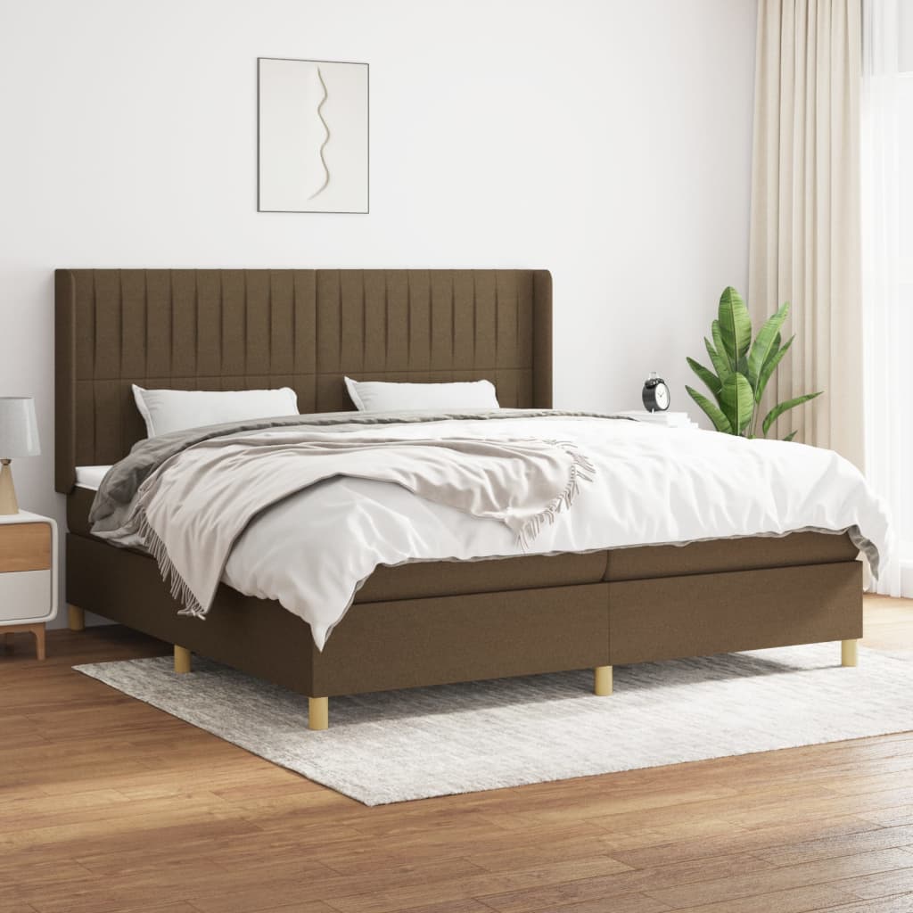 Boxspring met matras stof donkerbruin 200x200 cm is nu te koop bij PeponiXL, paradijselijk wonen!