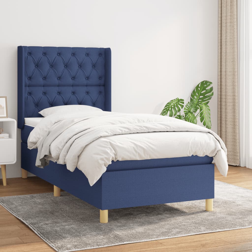 Boxspring met matras stof blauw 80x200 cm is nu te koop bij PeponiXL, paradijselijk wonen!