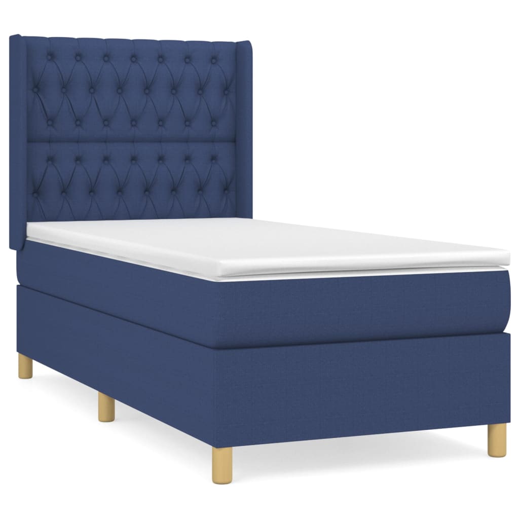 Boxspring met matras stof blauw 90x190 cm is nu te koop bij PeponiXL, paradijselijk wonen!