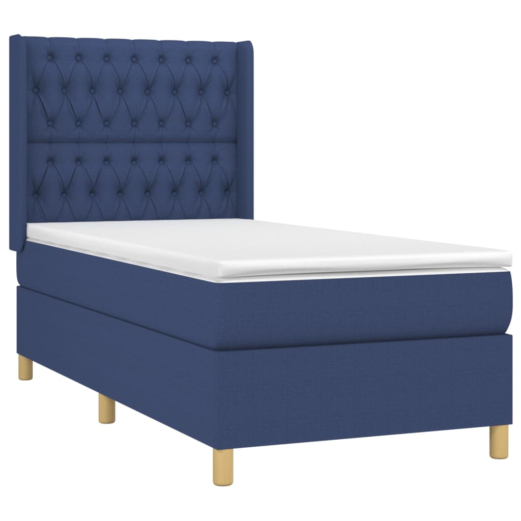 Boxspring met matras stof blauw 90x190 cm is nu te koop bij PeponiXL, paradijselijk wonen!