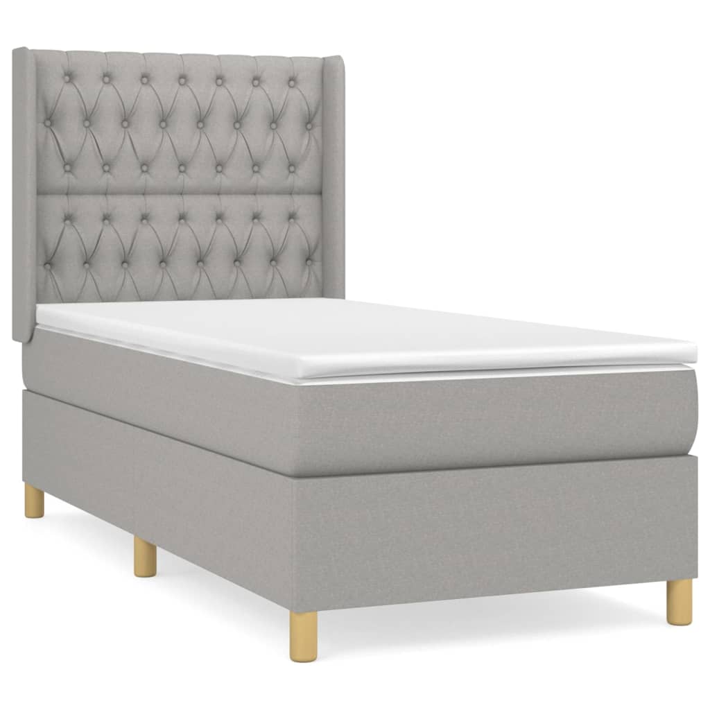 Boxspring met matras stof lichtgrijs 90x200 cm is nu te koop bij PeponiXL, paradijselijk wonen!