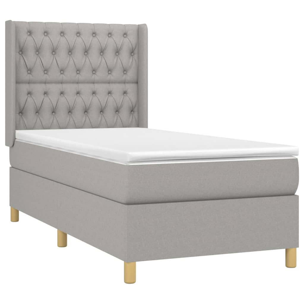Boxspring met matras stof lichtgrijs 90x200 cm is nu te koop bij PeponiXL, paradijselijk wonen!