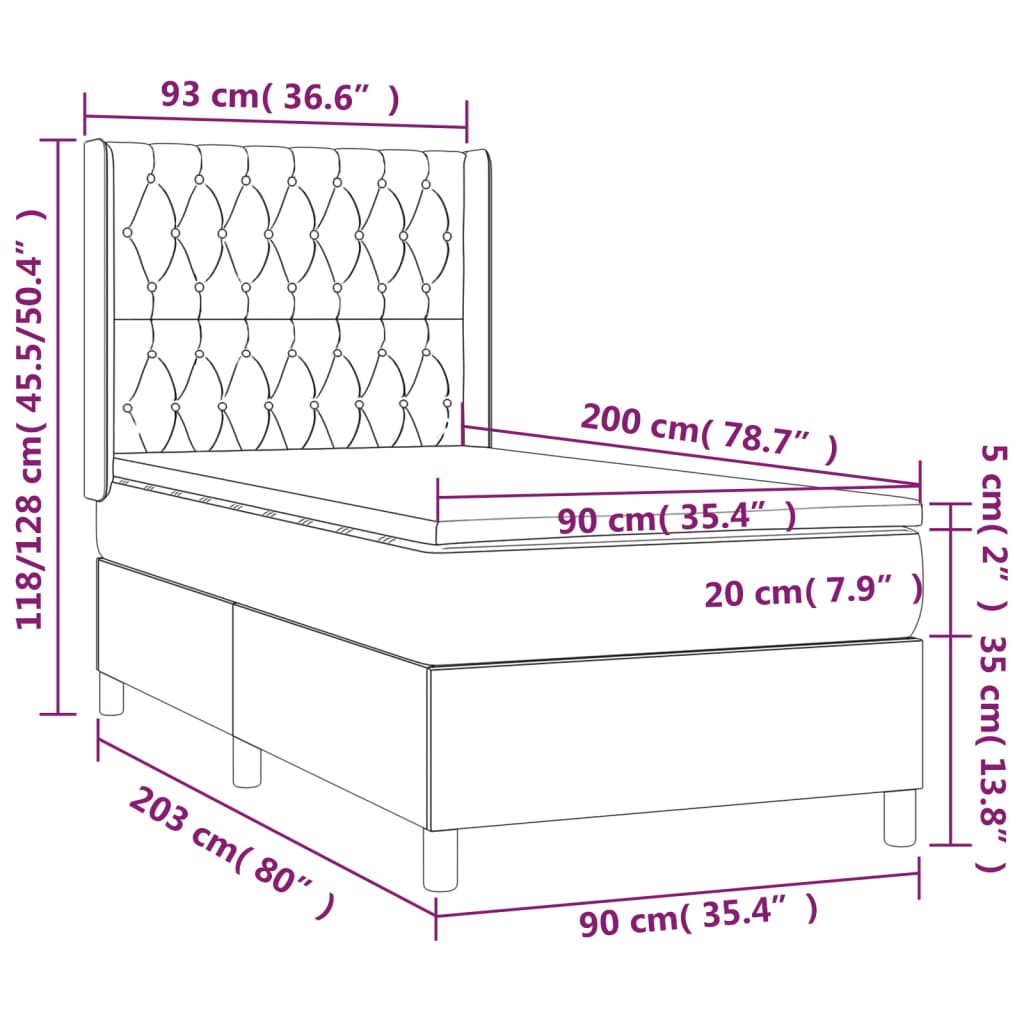 Boxspring met matras stof lichtgrijs 90x200 cm is nu te koop bij PeponiXL, paradijselijk wonen!