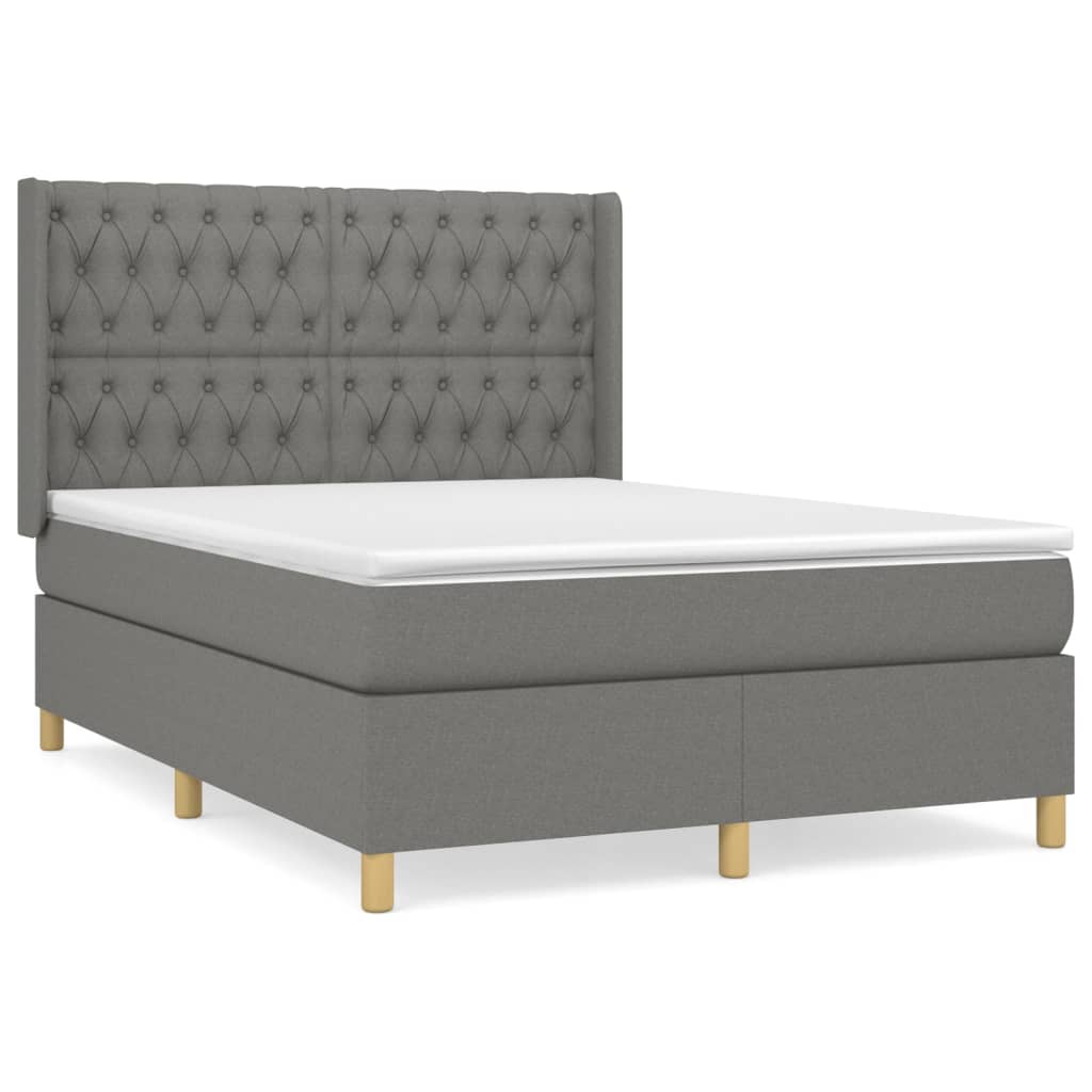 Boxspring met matras stof donkergrijs 140x190 cm is nu te koop bij PeponiXL, paradijselijk wonen!