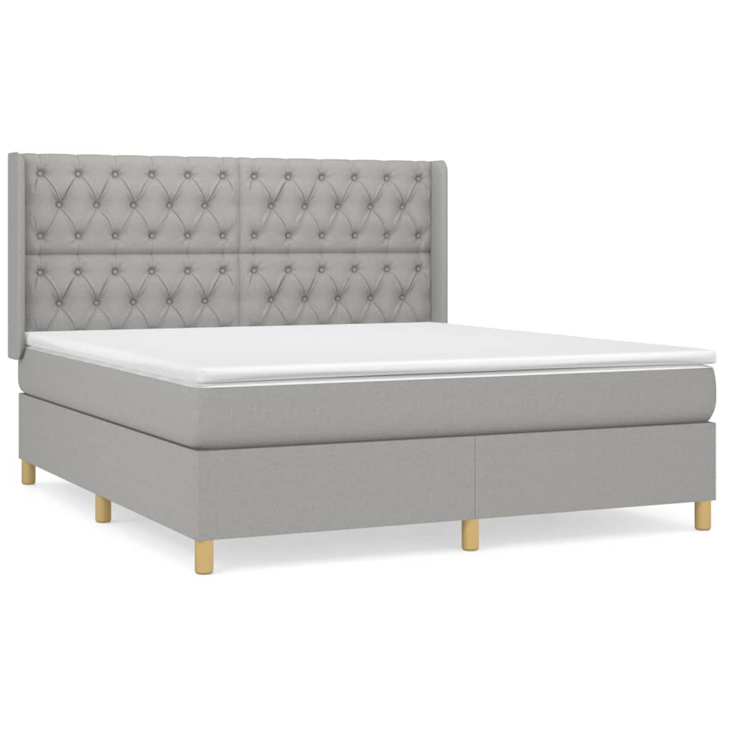 Boxspring met matras stof lichtgrijs 160x200 cm is nu te koop bij PeponiXL, paradijselijk wonen!