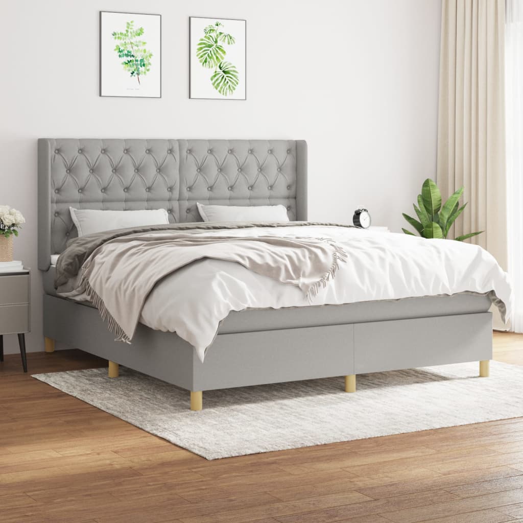 Boxspring met matras stof lichtgrijs 160x200 cm is nu te koop bij PeponiXL, paradijselijk wonen!
