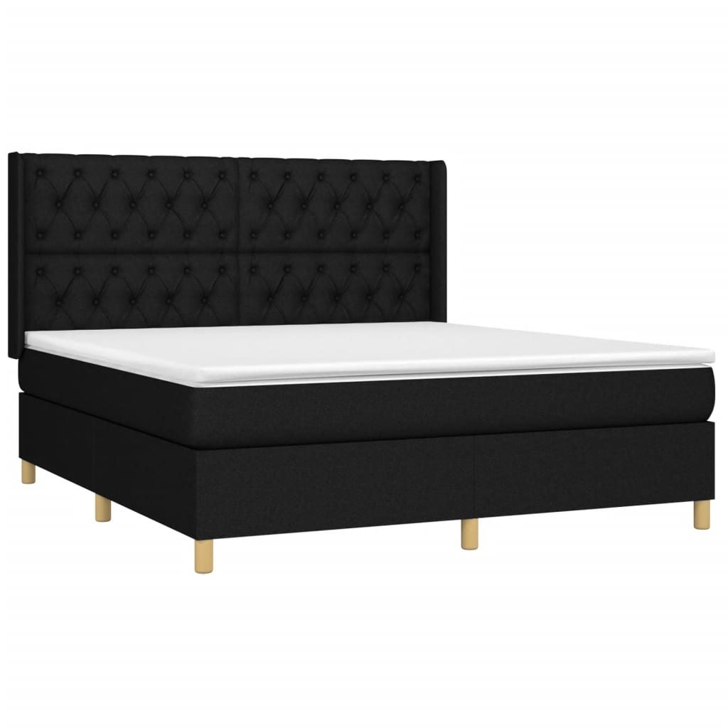 Boxspring met matras stof zwart 160x200 cm is nu te koop bij PeponiXL, paradijselijk wonen!