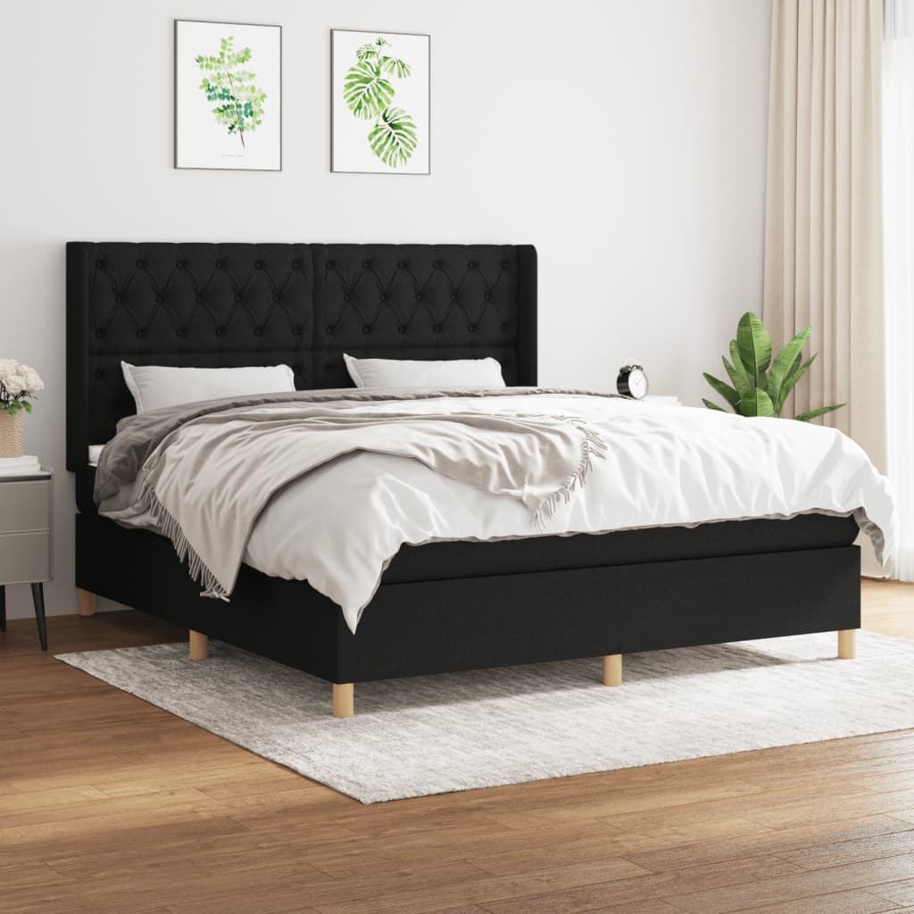 Boxspring met matras stof zwart 160x200 cm is nu te koop bij PeponiXL, paradijselijk wonen!