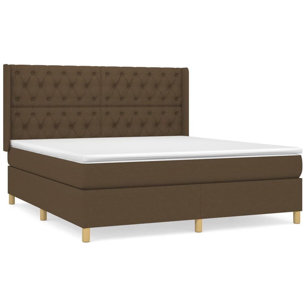 Boxspring met matras stof donkerbruin 160x200 cm is nu te koop bij PeponiXL, paradijselijk wonen!