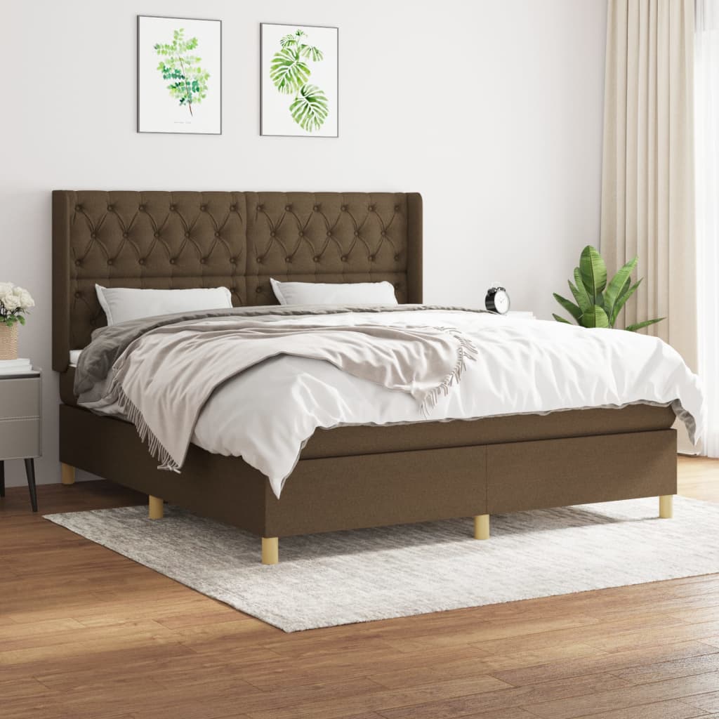 Boxspring met matras stof donkerbruin 160x200 cm is nu te koop bij PeponiXL, paradijselijk wonen!