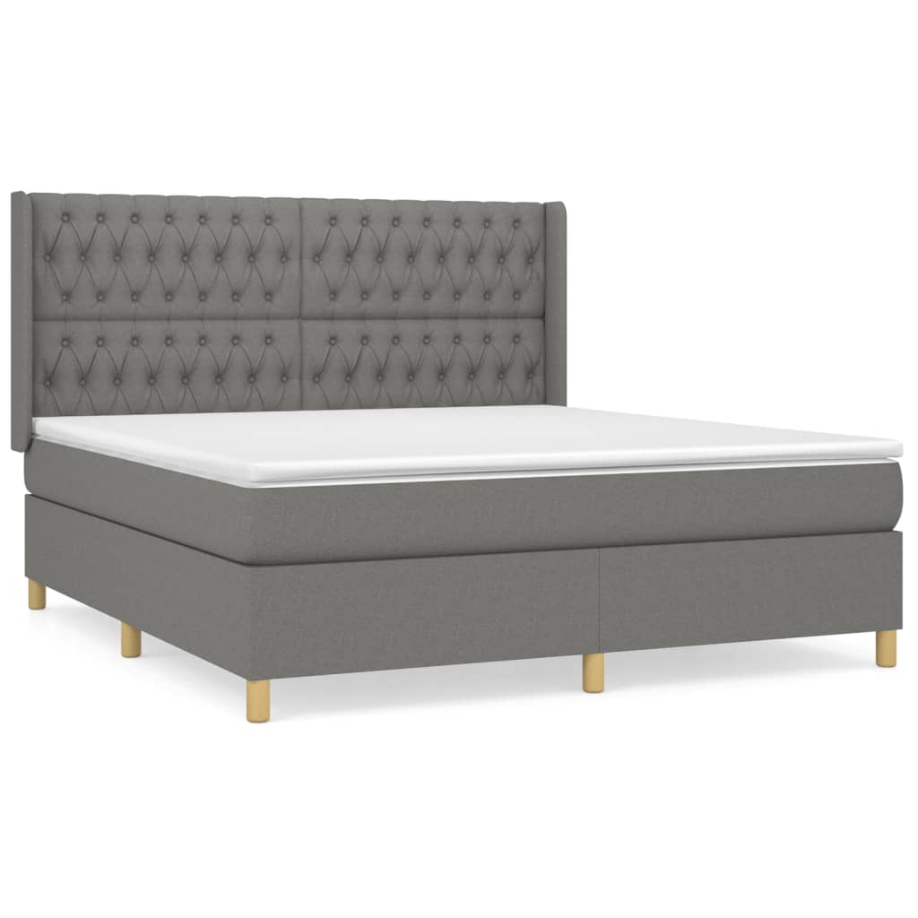 Boxspring met matras stof donkergrijs 180x200 cm is nu te koop bij PeponiXL, paradijselijk wonen!