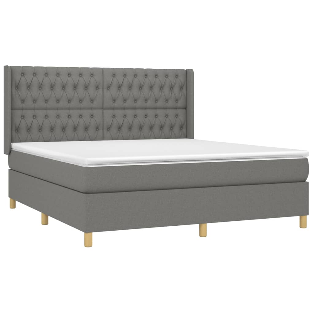 Boxspring met matras stof donkergrijs 180x200 cm is nu te koop bij PeponiXL, paradijselijk wonen!