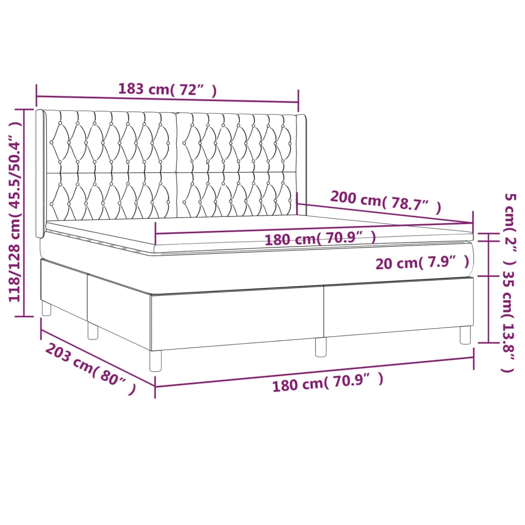 Boxspring met matras stof donkergrijs 180x200 cm is nu te koop bij PeponiXL, paradijselijk wonen!